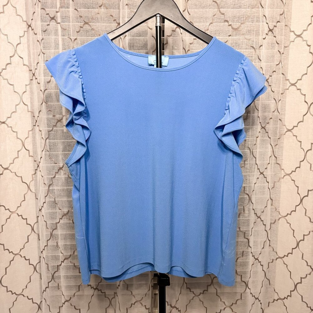 CeCe Blue Ruffle Sleeve Top XL